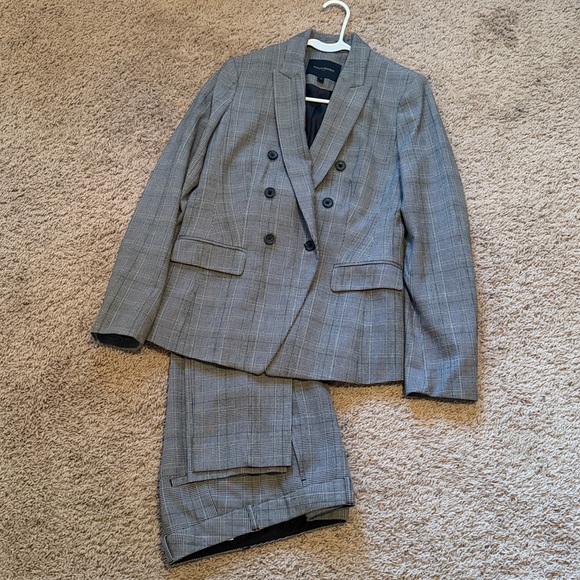 Like new Womens Banana Republic double breasted plaid Suit SET Pants Jacket 2 4 - Picture 7 of 15